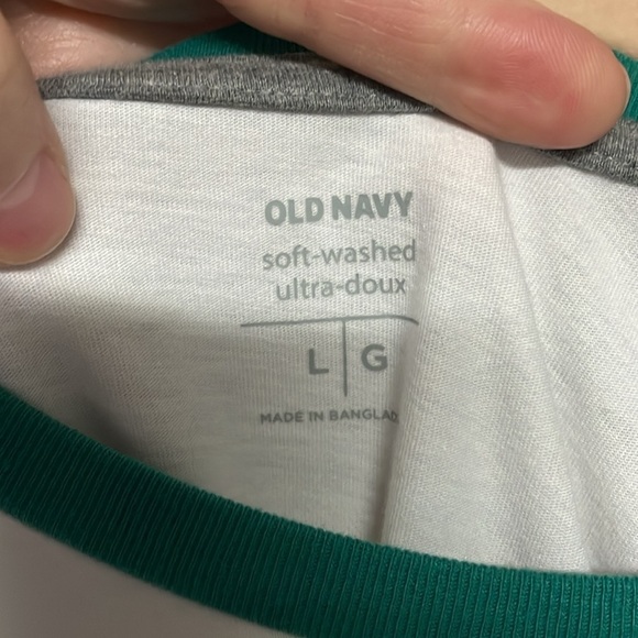Old Navy size large white and blue Reagan long sleeve t-shirt - Picture 2 of 5